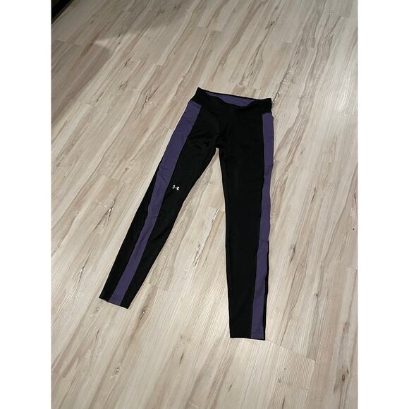 Under Armour black and purple striped leggings size Medium - Picture 1 of 5